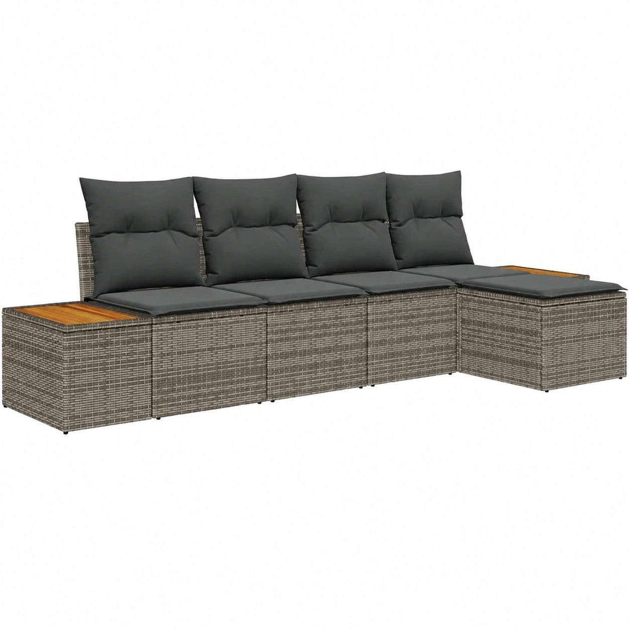 Salon de jardin, en résine tressée, modulable, coloris gris, 6 pièces, pour la terrasse ou le jardin