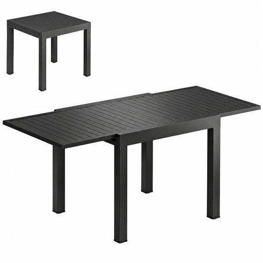 Salon de jardin, 6 places, extensible, en aluminium, coloris noir, pour la terrasse ou le jardin